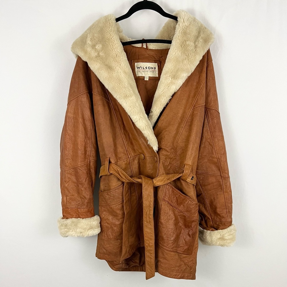 Vintage Y2K Faux Fur Trim Wilson Suede Coat - L